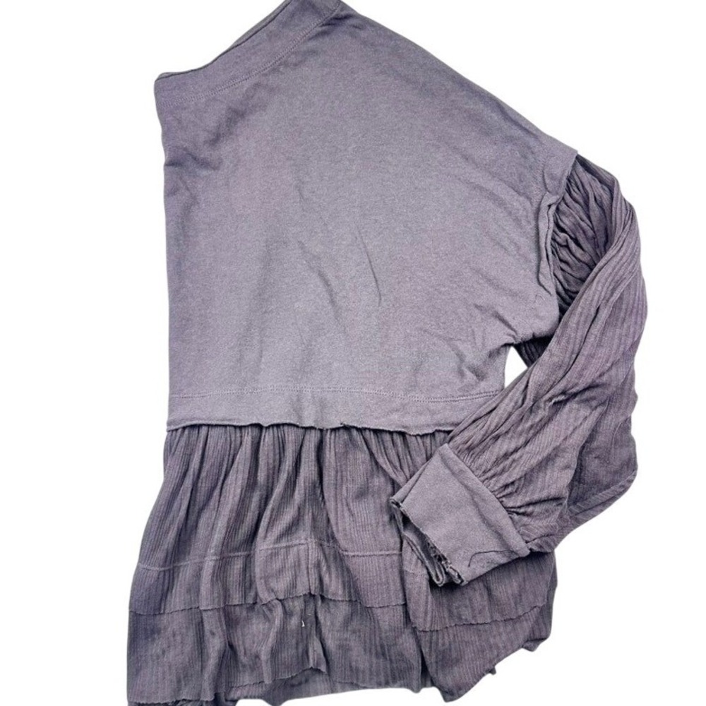 We The Free Free People Gray Tiered Ruffle Long Sleeve Top‎ Small